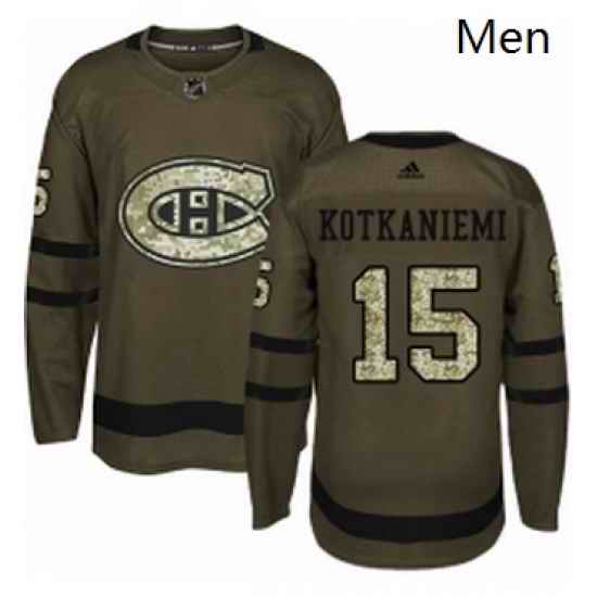 Mens Adidas Montreal Canadiens 15 Jesperi Kotkaniemi Premier Green Salute to Service NHL Jersey